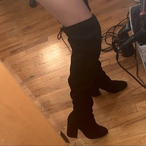 Suede Black Thigh High Boots